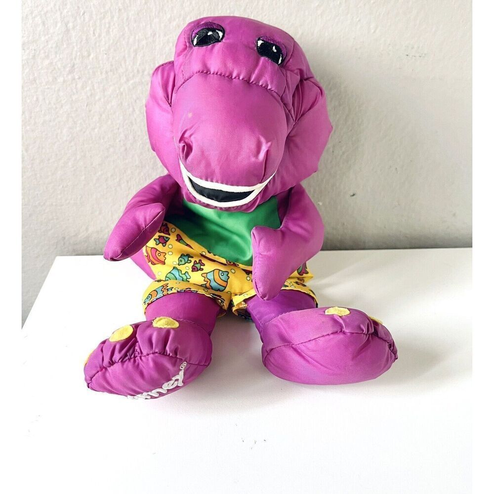 Vintage 90s Barney Purple Dinosaur Water Pals‎ Plush Bath Toy 13"